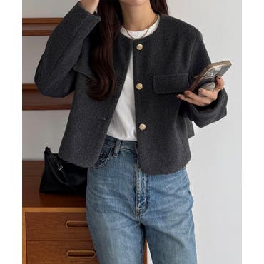 ノーカラーツイードジャケット[品番：LAVW0000690]｜Leilian