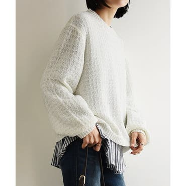 アーガイルチェックフェザーニット【洗濯機洗い可】（ニット