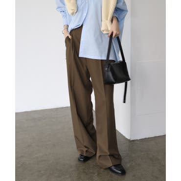 サスペンダー付きコットンツイルワイドパンツレディース 春夏