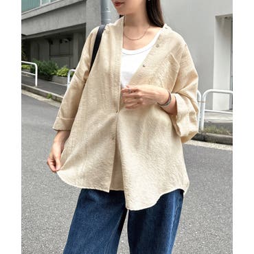 七分袖リネンカーディガン 麻混でさらりと着れる七分袖カーディガン 麻