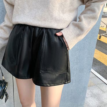 ZIPフェイクレザーショートパンツ[品番：MKSW0004569]｜GYDA