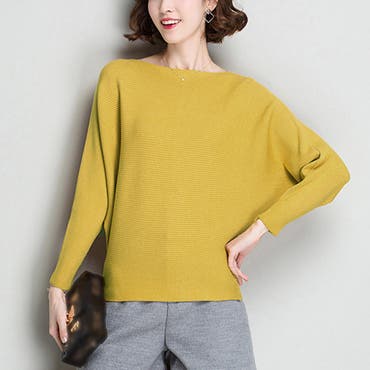 再入荷 レディースニットセーター 長袖ラウンドネック[品番