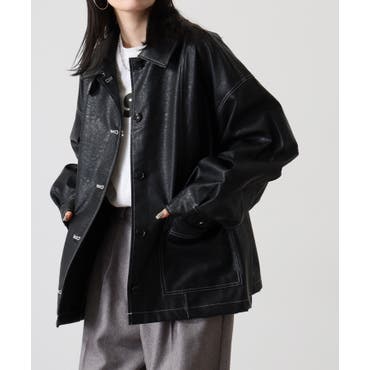 ベルト付きレザージャケット【藤木そら着用】mavily[品番：BCQW1875927