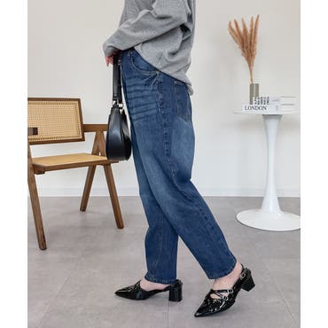 立体裁断ねじれ変形ワークデニムパンツ【M】【L】(レディース ボトム