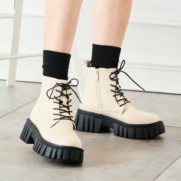 ストレッチレースアップロングブーツ[品番：MKSW0064594]｜jouetie