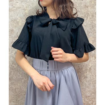 バックリボンパフスリーブブラウス[品番：AMTW0002017]｜JUNOAH