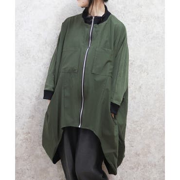 ESCAR　ピンタックミリタリーロングコート 新品タグ付き □ESCAR ピンタックミリタリーロングコート / Green Parks