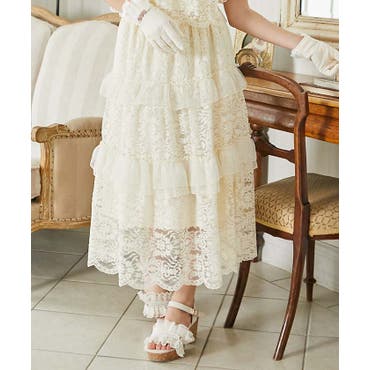 セール】 【OUTLET】シフォンフリルスカート （ロング・マキシ丈