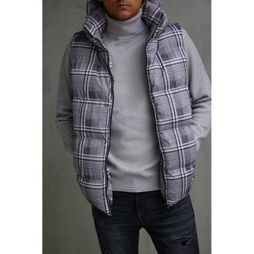 新レーベル ADABAT NAVY】撥水グレンチェック中綿ベスト[品番