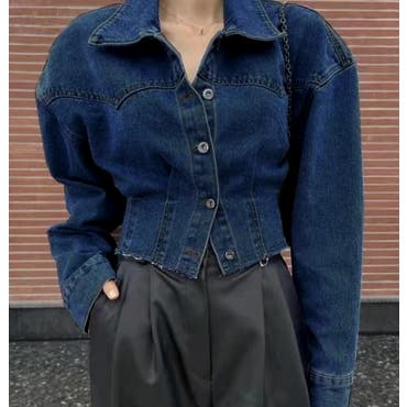 デニムジャケット オフショルダー ショート丈 長袖 セクシー系[品番