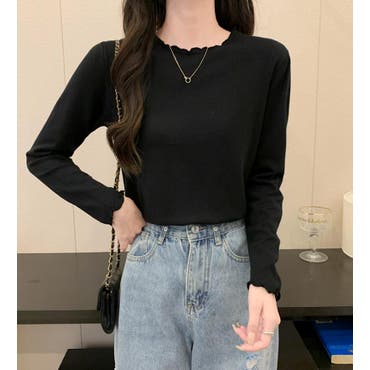 新品⭐︎異素材ドッキングトップス⭐︎定価２３１００円⭐︎デニム✖️ブラック☆送料込み ショート丈トップス 長袖 クロップド丈[品番：DCTW0003603