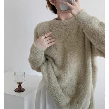 毛足の長いキラキラニットが可愛い♪ショート丈パールシャギー