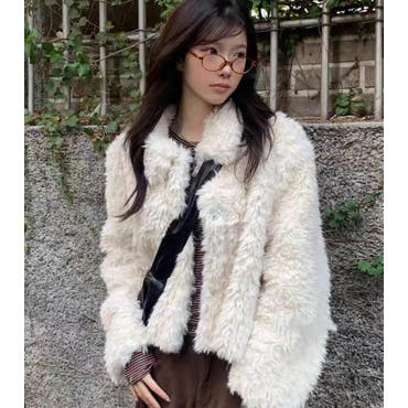 モーモー柄リアルラムボリュームファーコート ファッション通販