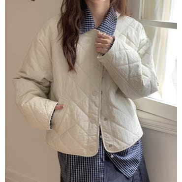 ノーカラーフレアキルティングブルゾン ブルゾン ノーカラー[品番