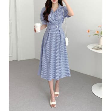 ストライプカシュクールワンピース[品番：PPNW0000235]｜Pumpkin Port