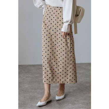 バックシャーリングドット柄スカート 水玉 ロング丈[品番：SHNW0006173
