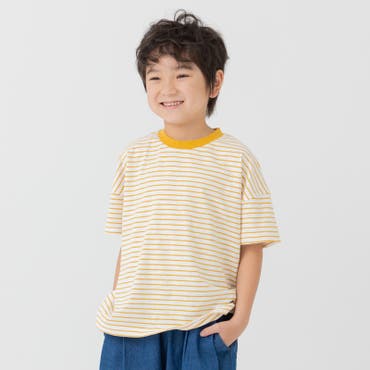 ミニ丈Tシャツ ボーダー クロップド丈[品番：BEEK0003577]｜子供