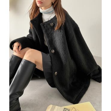 コントラストステッチ ショールカラーダブルウールコート【AW】[品番