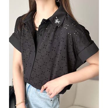 安価 ワタナベ ラインストーン付きストレッチTシャツ[品番：GORW0008725 カットソー(半袖+袖なし)