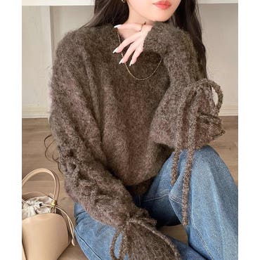 【ts15702】毛足の長いキラキラニットが可愛い♪ショート丈パールシャギーニットセーター 毛足の長いキラキラニットが可愛い♪ショート丈パールシャギー