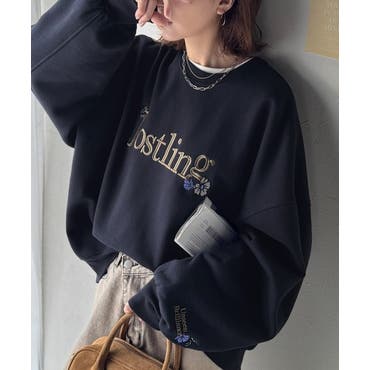 ハート柄＊英字柄ガーリー系配色ニットセーター[品番