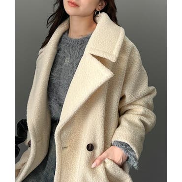 ランバンオンブルー　ファー付きロングカーディガン　コート　ゆったり LANVIN en Bleu｜ランバン オン ブルーのカーディガン（ニット