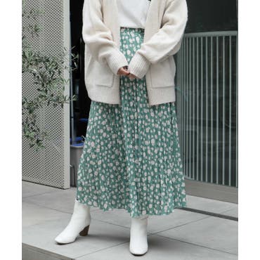 花柄ジョーゼットプリーツロングスカート[品番：TRIW0004119