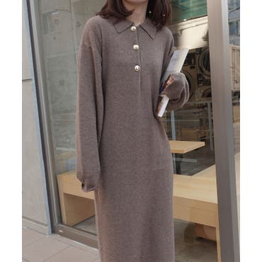 ミックスツイードミニワンピースニットトップスセット[品番