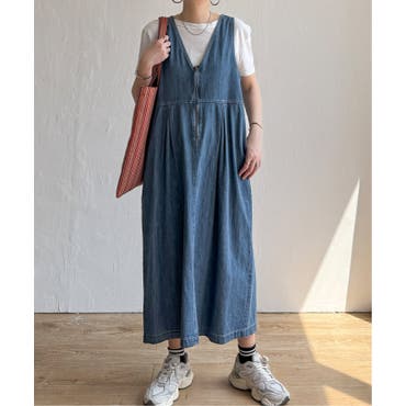 【フリーダ】美品 バックリボン ワンピース デニム オールシーズン ロング 調節 Freada/デニム リボン キャミワンピース｜Daytona Park(FREAK'S