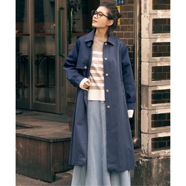 ネイビートレンチコート ハーフコート アウター[品番：AD000005382