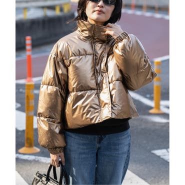 WEB限定 フェイクファーフード付きミドルフェイクダウン[品番