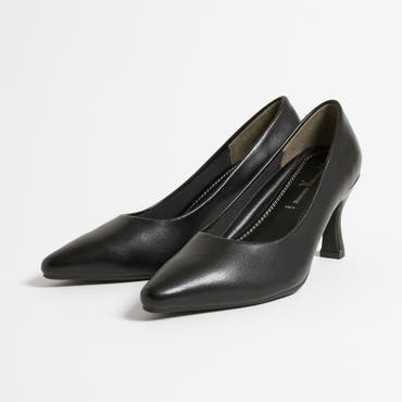 ⭐︎美品⭐︎BONITAS ポインテッドパンプス　ブラック 6.5cm ヒール 太めヒール ポインテッドトゥ ブラック パンプス