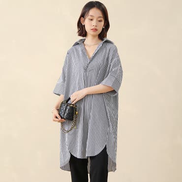 ストライプ ロングシャツ シャツ[品番：MSDL0001655]｜maison de