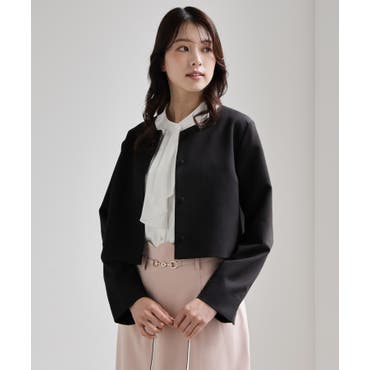 美品 BEIGE. シンディー 近年人気モデル 洗える ノーカラージャケット 黒 CINDY / ダブルカラージャケット （ノーカラージャケット