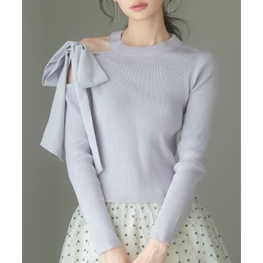 シフォンチュール袖ニット/洗える/WEB限定サイズあり[品番