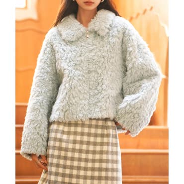 美品】ランバンオンブルーLANBIN enBleuポンチョコート ファー付 美品