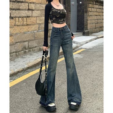 ワンポイントハートストライプデニムパンツ 春 夏[品番