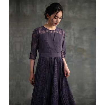レース刺繍 ハイウエスト パンツドレス[品番：BECW0002004