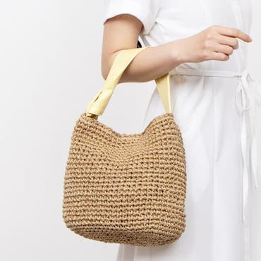 レトロ✤大容量ストローバック✤ハンドバッグ✤春夏必須アイテム✤コーデしやすい ストロー風素材三角型バッグ | レディース,バッグ,トートバッグ