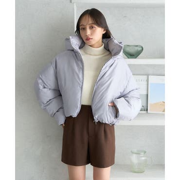 WEB限定 フェイクファーフード付きミドルフェイクダウン[品番