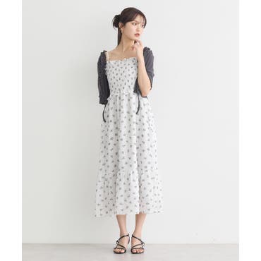 フロントギャザー 花柄キャミワンピセット[品番：II000010486