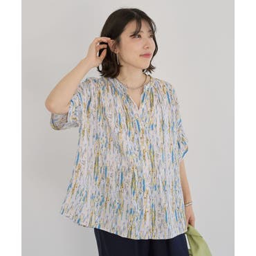 【ts16807】透けて見える素肌が涼しげで爽やか♪Ｖネックシフォン素材ブラウス 透けて見える素肌が涼しげで爽やか♪Vネックシフォン素材