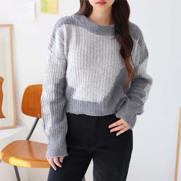 シンプルの銘品。ミックスカラー糸ワッフルニットプルオーバー