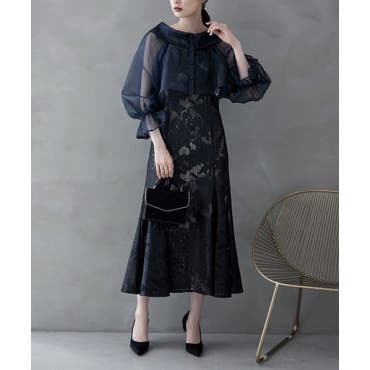 人気新品入荷 シックなお花が咲く大人のベロアワンピース レディース ひざ丈ワンピース