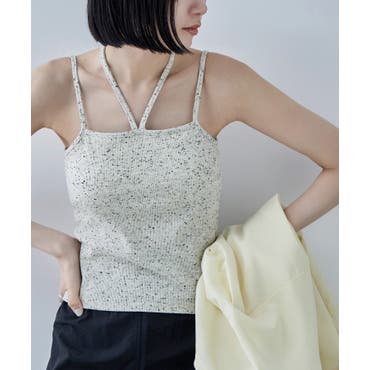 小花柄 シャーリング ベアトップ キャミソール[品番