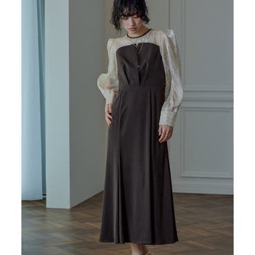 レーストップス＆フレアドレスセットアップ ドレス 結婚式[品番