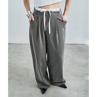 ピンストライプワイドタックパンツ ボトムス パンツ[品番：GW000004663