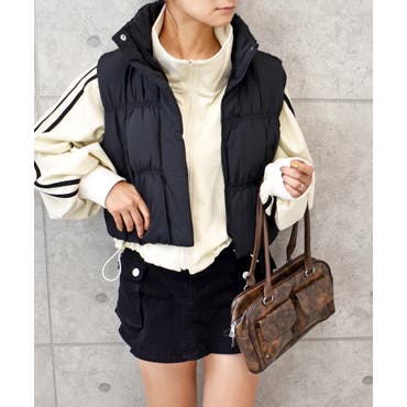 フェイクレザー中綿ダウンベスト[品番：MJNW0001724]｜me Jane（ミー