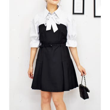 JILTU ワンピース 黒 フリル付き襟 JILL STUART ワンピース フリルカラーリブニットワンピース