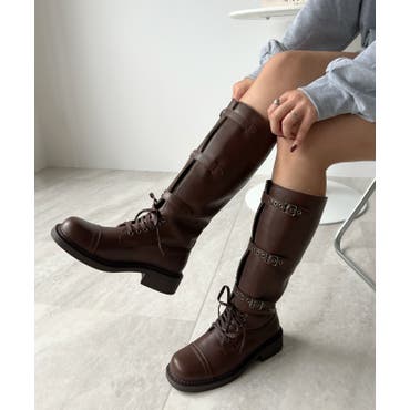 ≪オリエンタルトラフィック≫ビジューベルトニットドッキングブーツ